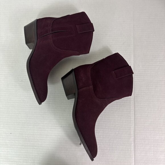 Lucky Brand Women's 6 Ankle Bootie Boot Suede Leather Western Cherry New/Sample - Picture 12 of 14